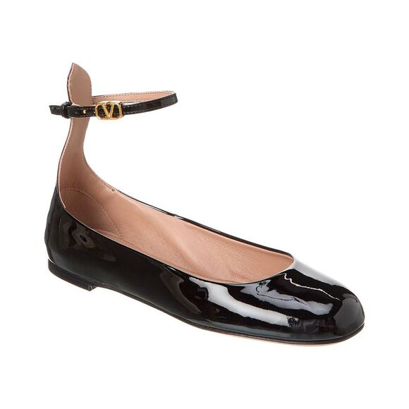 Valentino Tan Go Patent Flat Black